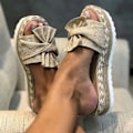 Miniatyrbild 2 av 3: Espadrillos Tofflor Dam Sommar Strand Mjuka Flip Flops Plattform Sandaler Skor Beige 41