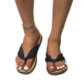 Miniatyrbillede 1 af 4: Dame Bowknot Flip Flops Slippers Casual Clip Toe Sandaler Sommer Strand Flade Sko Black 41