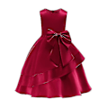 Miniatyrbild 2 av 4: Flickor Swing Klänning Bröllop Blomma Barn Kväll Fest Elegant Prinsessklänning-r Wine Red 2-3 Years