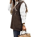 Miniatyrbillede 2 af 4: Dame Sweater Vest Dame Oversized V-hals Ærmeløse Sweaters brown M