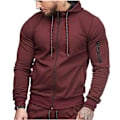 Miniatyrbillede 1 af 5: Herre Hættetrøje Lynlås Hættetrøje Vinter Sport Jogging Trøjer Toppe Wine Red 2XL