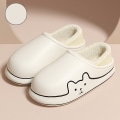 Miniatyrbilde 1 av 5: Dame Hjemmesko Nye Vinter Hjemmesko Jente Varm Innendørs Soveværelse Slides Tegneserie Bjørn Bomull Sko Vanntette Sklisikre Tøfler A-white black 42-43(fit size41-42)