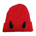 Miniatyrbild 1 av 4: Demon Horns Shape Knit Hat Vindtät Värmande Stickad Mössa För Cykling Promenader Red and Black