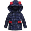 Miniatyrbilde 1 av 2: Jenter Vinter Fleeceforet Vattert Boblejakke Hette Polkadotter Vattert Kåpe Yttertøy Navy Blue 4-5 Years