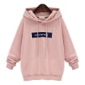 Miniatyrbilde 1 av 5: Trykket hettegenser for kvinner med frontlomme, avslappet vintergenser, løs passform Pink 2XL
