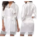 Miniatyrbilde 1 av 4: Sateng Morgenkåpe Bryllup Brud Brudepike Kimono Morgenkåpe Nattøy Badekåpe -c White L