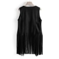 Miniatyrbilde 2 av 5: 1970-talls Dame Dusk Ermeløs Jakkevest 70-talls Hippie Imitert Semsket Skinn Vest Jakke Cardigan Black M