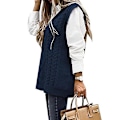 Miniatyrbillede 2 af 3: Dame Sweater Vest Dame Oversized V-hals Ærmeløse Sweaters dark bue M