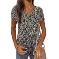 Miniatyrbillede 1 af 3: Sommer Camouflage T-shirt til Kvinder med V-hals og Korte Ærmer Leopard Pattern S