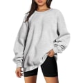 Miniatyrbillede 1 af 3: Dame Oversized Sweatshirts Hættetrøjer Fleece Crew Neck Pullover Sweaters Casual Komfortabelt Efterårsmode Tøj grey XL