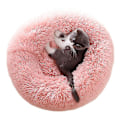 Miniatyrbillede 1 af 4: Kæledyrsseng til katte og hunde Rund plys hundeseng Donut-formet katteseng Farve og størrelse valgfri pink 70cm