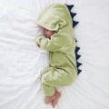 Miniatyrbillede 1 af 3: Småbørn Børn Dinosaur Hætte Romper Pyjamas Langærmet Jumpsuit Nattøj Green 3 Months