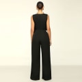 Miniatyrbilde 3 av 4: Dame Solid Rett Jumpsuit Dame Løs O-hals Jumpsuiter Egnet For Strandbruk XL