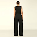 Miniatyrbillede 3 af 4: Dame Solid Straight Jumpsuit Løs O-hals Jumpsuit Egnet til Strandtøj M