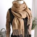 Miniatyrbillede 4 af 5: Dame Tørklæde Tæppe Tørklæde Dame Cashmere Følelse Cashmere Sjal Camel