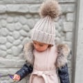 Miniatyrbilde 4 av 5: Småbarn Jenter Gutter Varm Vinter Pels Pom Lue Strikket Beanie Heklet Ski Ball Caps Red