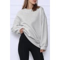 Pikkukuva 2 / 3: Naisten Oversized Collegepaidat Hupparit Fleece Pyöreä Kaula-aukko Villapaidat Rento Mukava Syysmuoti Asut Vaatteet grey S