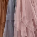 Miniatyrbilde 3 av 5: Dame Tulle Mesh Skjørt Høy Midje Lagdelt Plissert Maxi Lang Kjole One Size Apricot