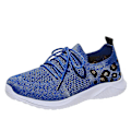 Miniatyrbillede 1 af 3: Dame Snøresko Sneakers Casual Sko Åndbare Flyvende Vævede Leopard Sportssko Blue 40