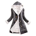 Miniatyrbillede 3 af 5: Dame Hætte Cardigans Tyk Plysforet Strikket Sweater Frakke Med Lommer Gray 2XL