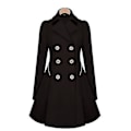 Miniatyrbild 2 av 3: Dam Trenchcoat Dubbelknäppt Klassisk Kavajslag Kappa Slim Ytterkläder Khaki Black M