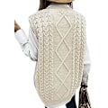 Miniatyrbillede 3 af 4: Dame Sweater Vest Dame Oversized V-hals Ærmeløse Sweaters beige S