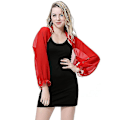 Miniatyrbild 1 av 3: Dam Mesh Chiffong Bolero Kofta Långärmad Transparent Kort Cardigan Toppar Sommar Red