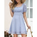 Miniatyrbilde 2 av 5: Sommer Casual Kjole For Kvinner V-hals Sommerfuglermer Kjole Tunika Ruffle Mini Kjole B green M