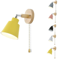 Miniatyrbild 1 av 5: Sänglampa i nordisk stil i trä, vägglampa för sängbord, sovrum, korridor med dragkedja Yellow