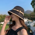 Miniatyrbild 5 av 5: Vår sommar solhatt dam elegant färgmatchning solhatt mode fiskare hatt kvinnor, vit Black