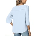 Miniatyrbillede 3 af 3: Sommer Casual Skjorte til Kvinder, Løs Tunika Top med V-hals til Leggings, Slids 3/4 Ærmer Chiffon Bluse Light Blue XX-Large