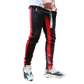 Pikkukuva 2 / 3: Miesten kiristysnyörilliset väripalikkaiset rennot pitkät housut, slim fit -collegehousut, urheiluhousut Black Red 3XL