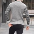 Miniatyrbilde 3 av 3: Herre Colorblock Rund Hals Raglan Langermet Genser Jumper Vinter Strikk Casual Pullover Topper Light Grey 2XL