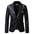 Miniatyrbillede 1 af 2: Læder Blazer Til Mænd Pu Lammeskind Brun Læder Herre Blazer L