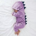 Miniatyrbillede 1 af 3: Småbørn Børn Dinosaur Hætte Romper Pyjamas Langærmet Jumpsuit Nattøj Purple 3 Months