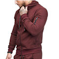 Miniatyrbillede 3 af 5: Herre Hættetrøje Lynlås Hættetrøje Vinter Sport Jogging Trøjer Toppe Wine Red 2XL