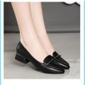 Miniatyrbillede 2 af 5: Dame Lak Loafers Håndlavede Spids Tå Læder Komfortabel Slip-On Dame Flade Sko black 36