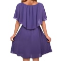 Miniatyrbillede 5 af 5: Kjole med capelet-ærmer, falsk todelt chiffon-nederdel, midt-talje sjal-kjole White XL