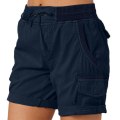 Miniatyrbillede 1 af 5: Dame Cargo Shorts Sommer Løse Vandreshorts Bermuda Shorts Med Lommer Dame Shorts Casual Midt på Låret Navy XL