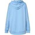 Miniatyrbillede 4 af 5: Dame Hættetrøjer Blonde Patchwork Langærmet Hættetrøje Casual Mode Tunika Pullover Stilfuld Elegant Sweatshirt Snøre Jumper Toppe Med Lommer Blue M
