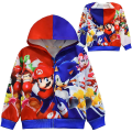 Miniatyrbild 2 av 3: Super Mario Bros 3D-tryck Barn Hoodie Jacka Kappa Långärmad Tecknad Casual Hel Dragkedja Huvtröja Toppar Ytterkläder B 7-8 Years