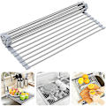 Miniatyrbild 1 av 5: Diskställ för diskbänk, hoprullbart diskställ för diskho, multifunktionellt hopfällbart diskställ i rostfritt stål för kök Gray 12 Tubes (23*37)