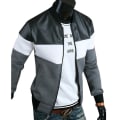 Miniatyrbilde 2 av 3: Bomberjakke for menn Biker Glidelås Jakke Lappeteppe Overdeler Dark Grey L