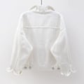 Miniatyrbilde 4 av 5: Dame Vår og Høst Jakker Varm Ensfarget Langermet Denimjakke Yttertøy White XXXL