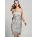 Miniatyrbillede 2 af 5: Great Gatsby Flapper Kjole 1920'er Fest Vintage Kvaster Dame Frynsekjoler Grey XXL