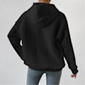 Miniatyrbillede 2 af 3: Dame Ensfarvet Langærmet Hættetrøje Strikket Efterår Hættetrøjer Sweatshirt Pullover Løs Top Black M