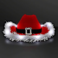 Miniatyrbillede 4 af 4: Lysende LED Rød og Hvid Julemand Cowboyhat colorful white