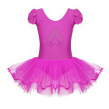 Miniatyrbillede 2 af 5: 2-10 År Piger Ballet Kjole Gymnastikdragt Ballerina Sko Print Mesh Tutu Danseklasse Sceneoptræden Kostume Dansebeklædning Red XXL