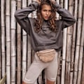 Miniatyrbillede 3 af 5: Leggings med tryk af korte afsnit og bogstaver til kvinder Dark Grey M