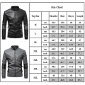 Miniatyrbilde 4 av 4: Herre Patchwork Ståkrage Skinjakke MC-jakke Slim Fit Casual Glidelåsjakke Yttertøy Black 4XL